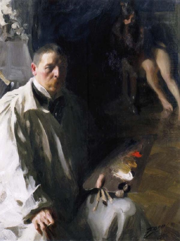 Anders Zorn Sjalvportratt with model china oil painting image